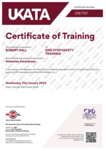 Certificate of Training for Asbestos