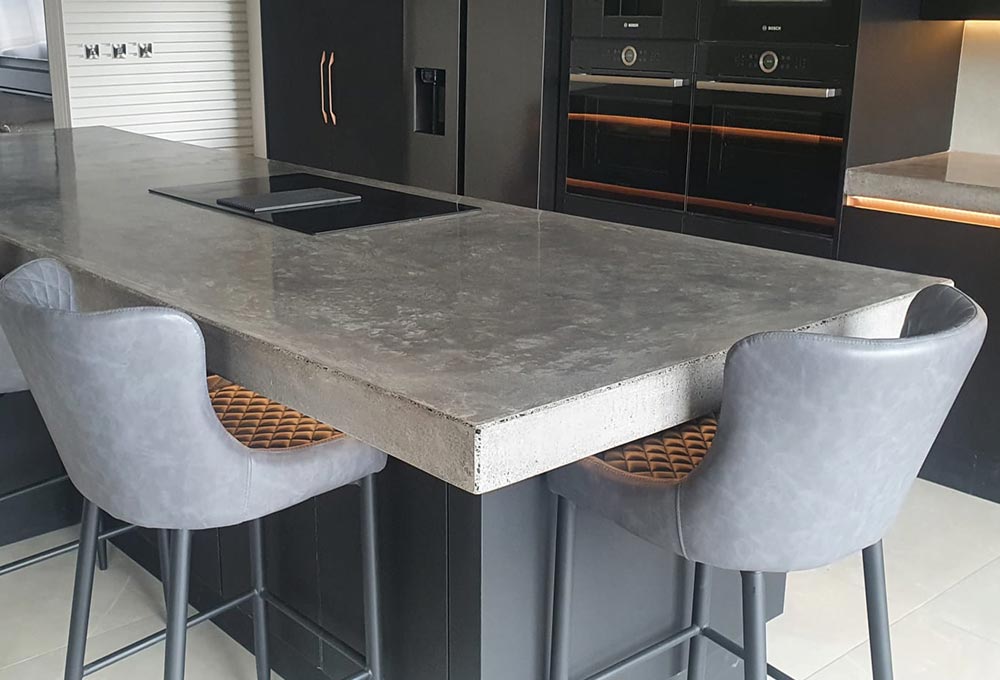 Polished concrete kitchen worktop