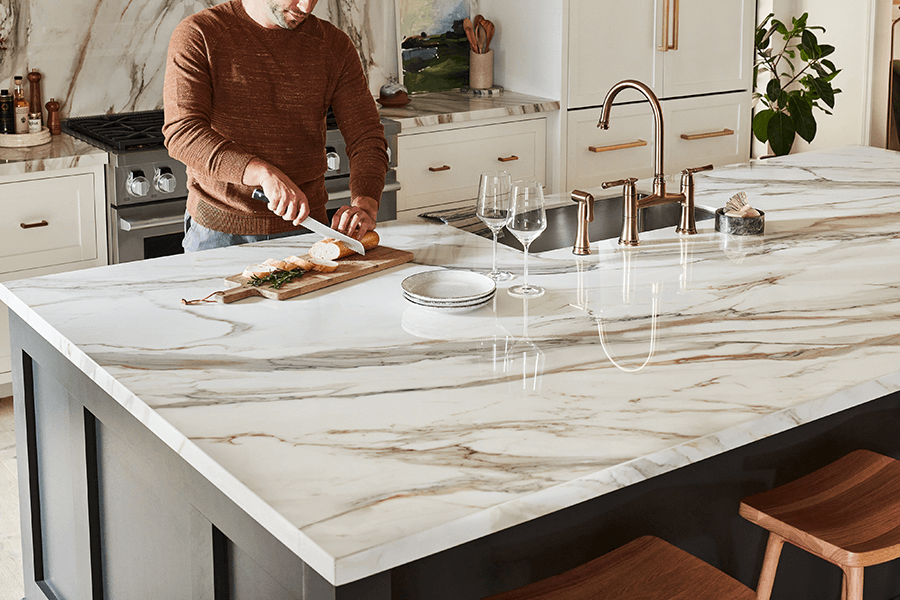 A porcelain kitchen worktop