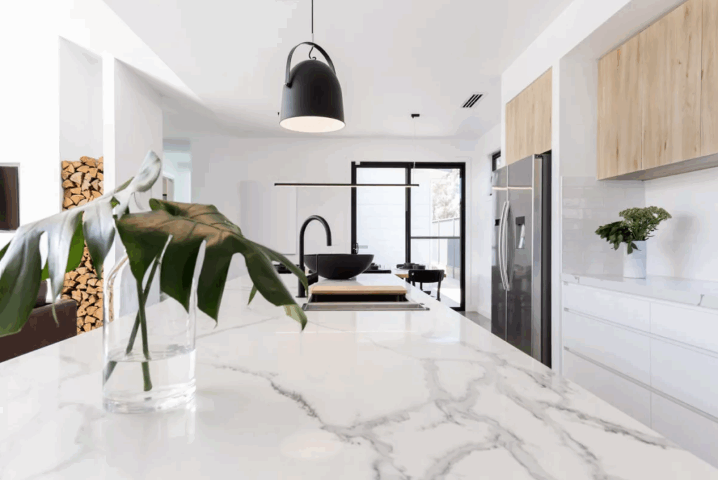 white marble worktops