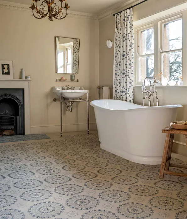 Ca'Pietra Aventuras Palma Blue Porcelain patterned bathroom tiles