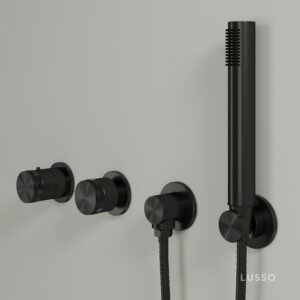 gun metal shower controls