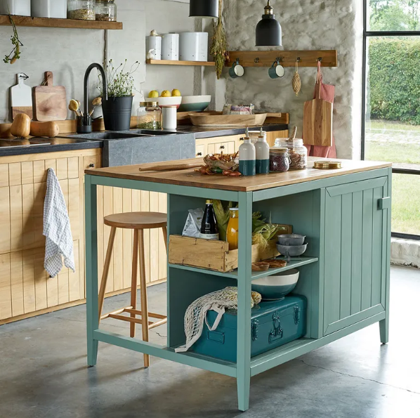 Colourful freestanding kitchen island