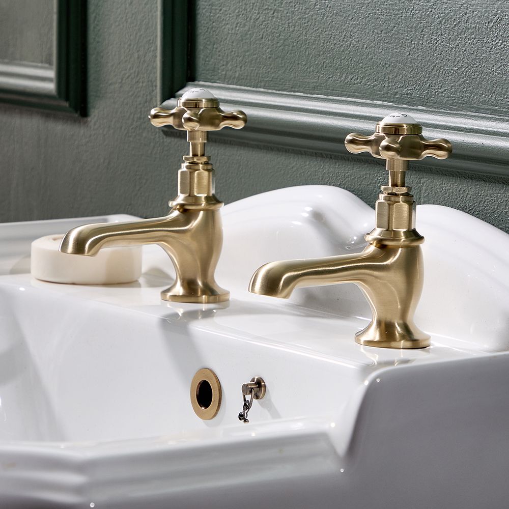 basin mounted brushed brass bathroom tap